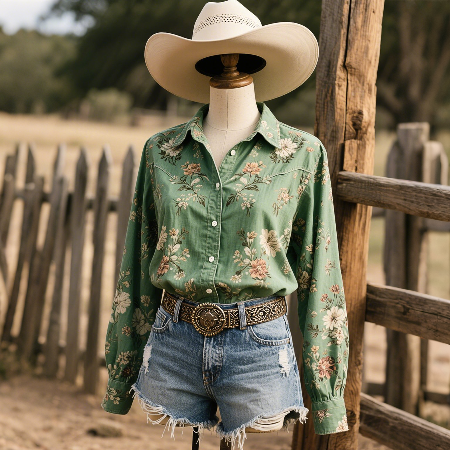 Women's Vintage Casual Western Floral Long Sleeve Shirt