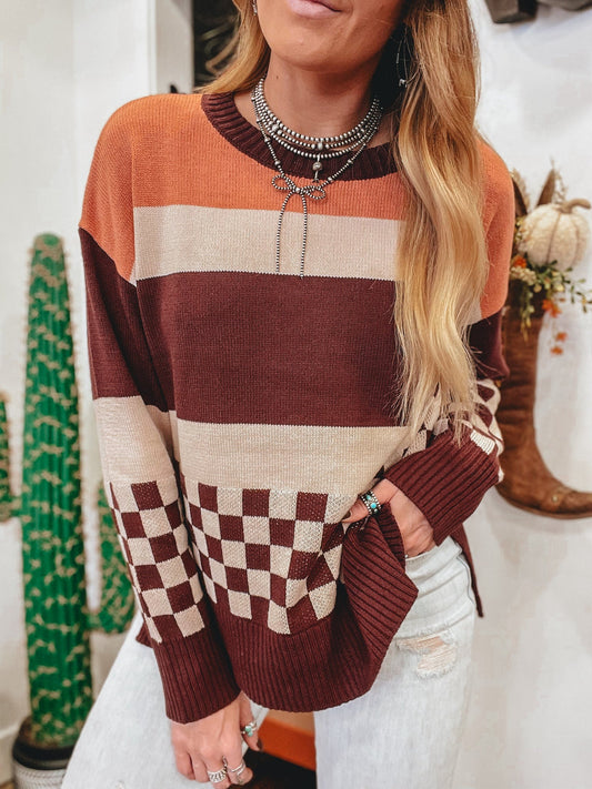 Brown Gradient Stripe Sweater