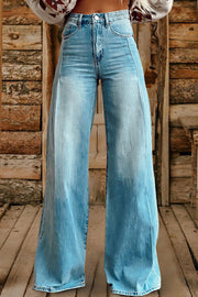 Vintage Washed High Waist Wide Leg Jeans