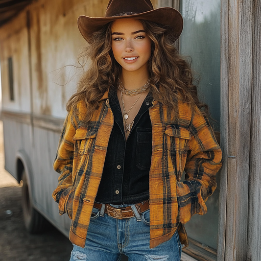 Vintage Western Cowgirl Corduroy Lapel Jacket