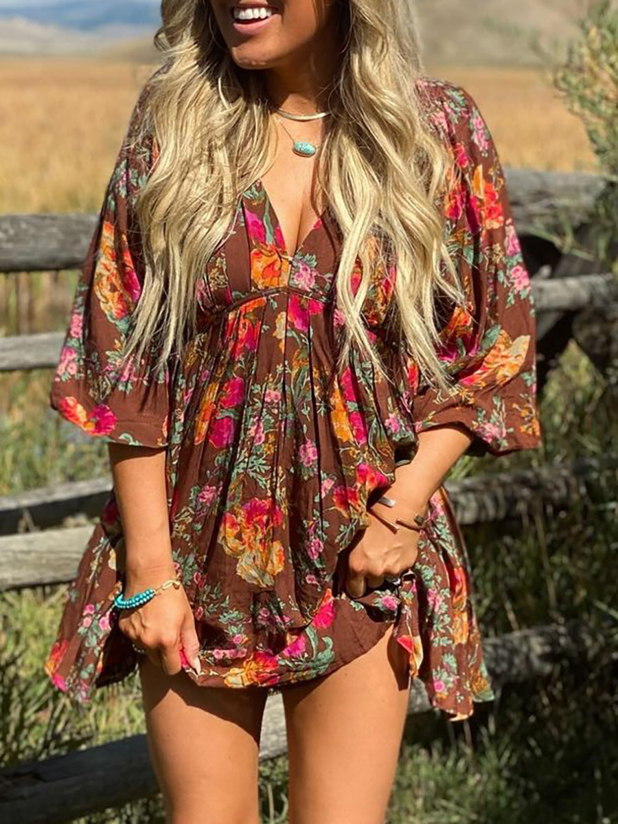 Boho V-Neck Mini Dress