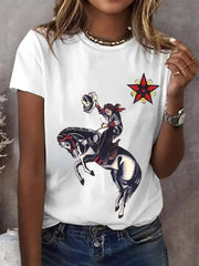 Women's Retro Printed Casual T-Shirt