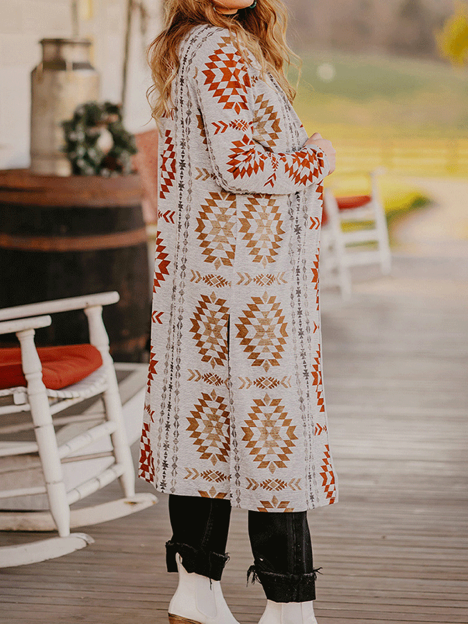 Casual Printed Long Sleeve Cardigan