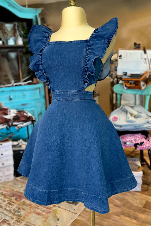 Western Ruffle Cutout Dress