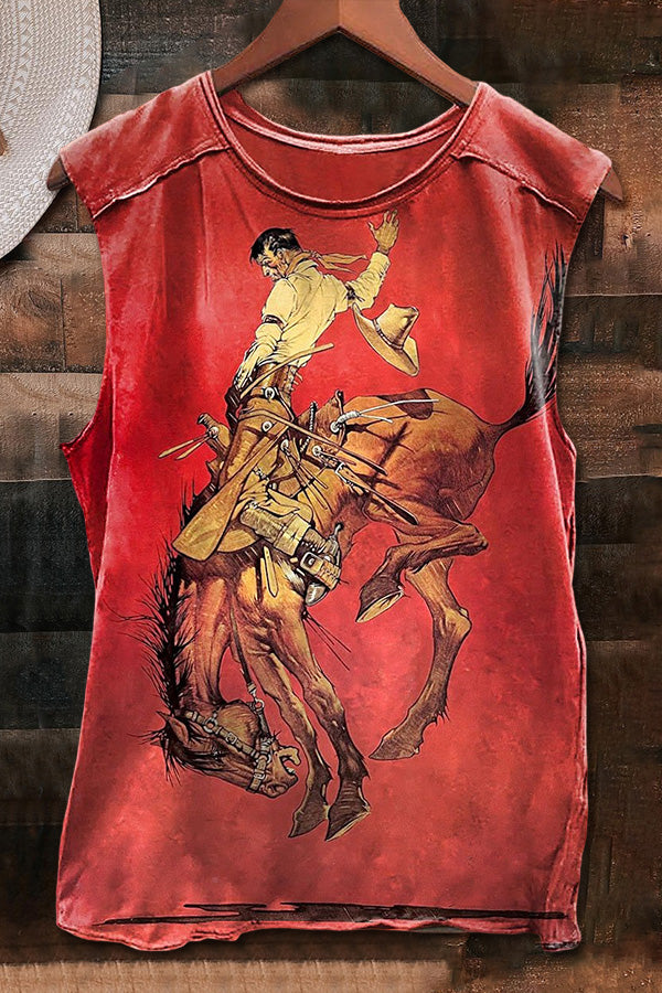 Vintage Cowboy Horse Art Print  Tank