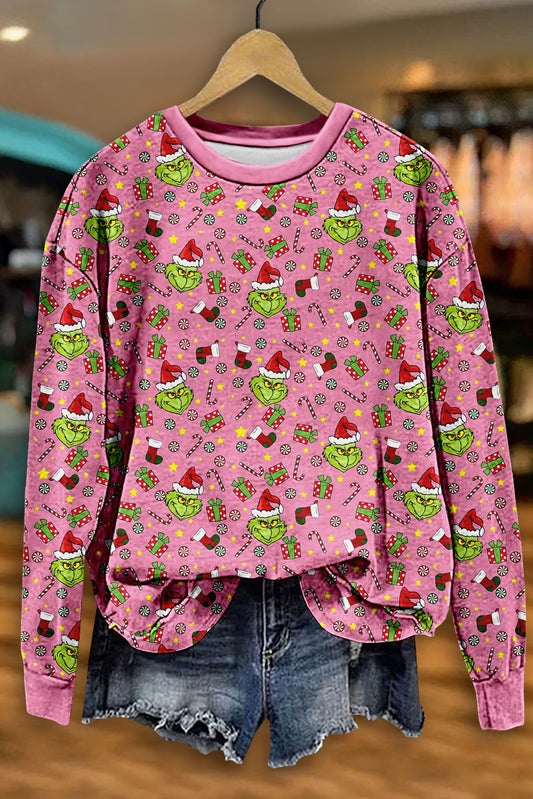 Christmas Grinch Print Sweatshirt