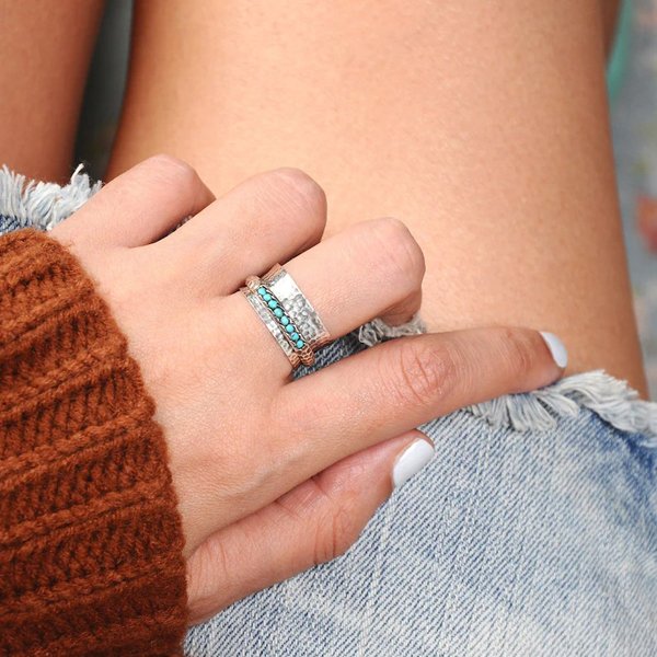 Turquoise Spinner Silver Ring