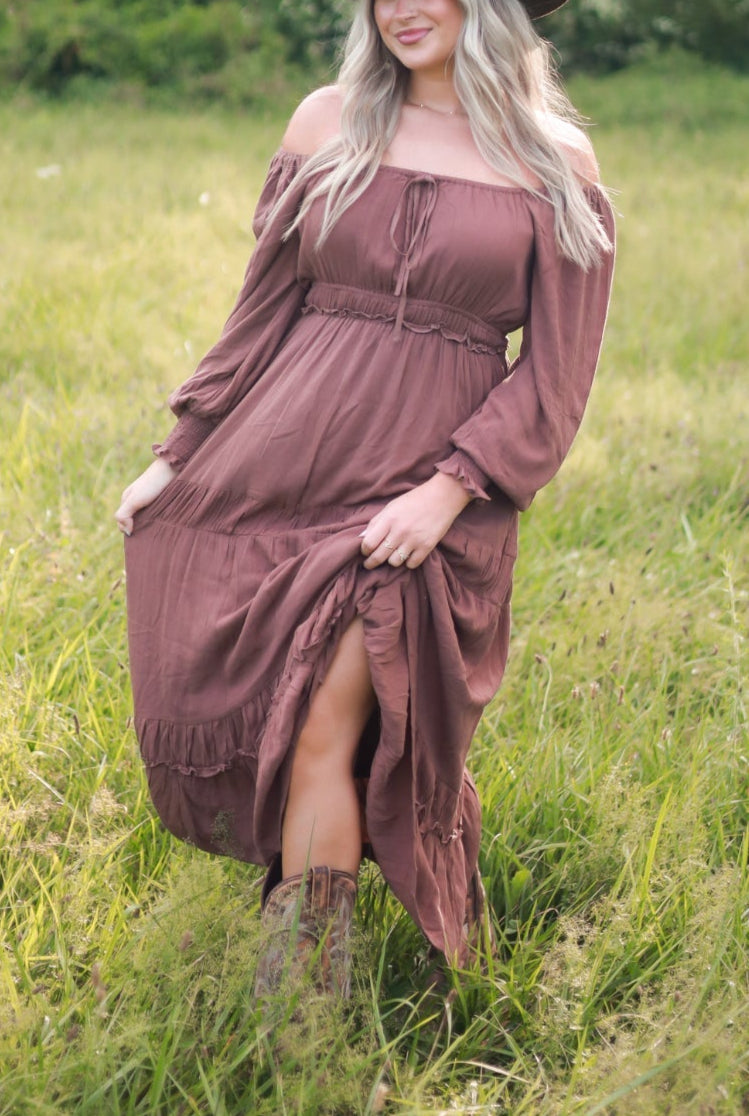 Barnwood Tiered Maxi Dress - Mocha