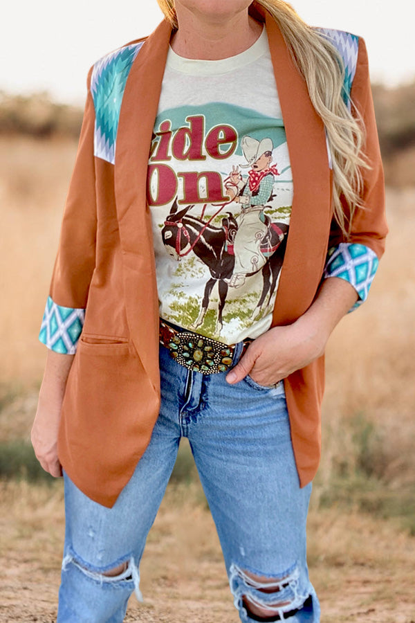 Pretty Western Aztec Print Blazer