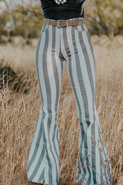 Pretty Star Print Striped Flared Jeans
