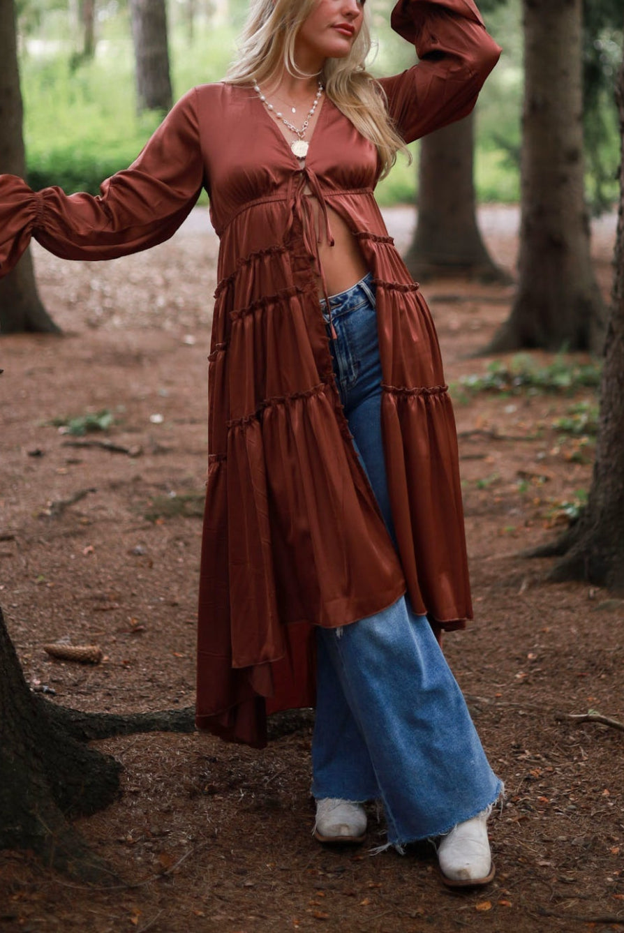 Folklore Duster Dress - Rust