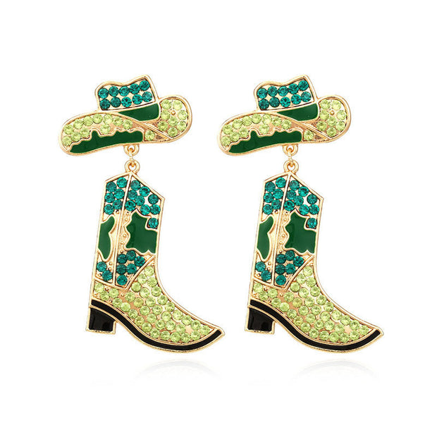 Rhinestone Cowboy Boot Earrings