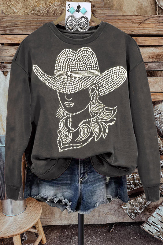 Western Cowgirl Rhinestone Sweatshirt