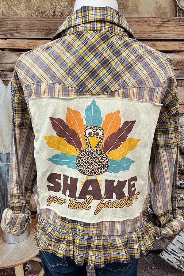 Plaid Turkey Pearl Snap Button Top