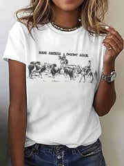 Women's 4th of July Make America Cowboy Again Print T-Shirt