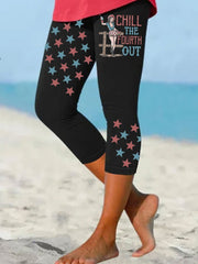 Women's Independence Day Chill The Fourth Out Printed Leggings