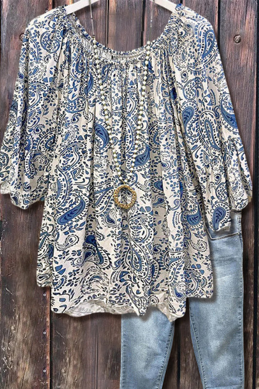 Paisley Print Round Neck Top