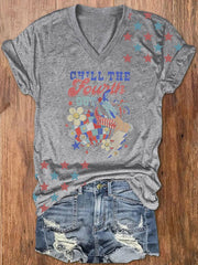 Women's Chill The Fourth Out Print V-Neck T-Shirt
