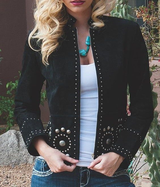 Black Rivet Zippered Jacket