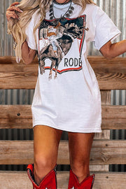 Casual Cowboy Printed T-Shirt Dress