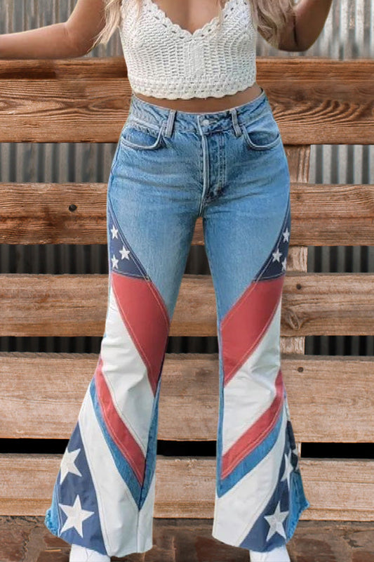 Casual Flag Print Jeans