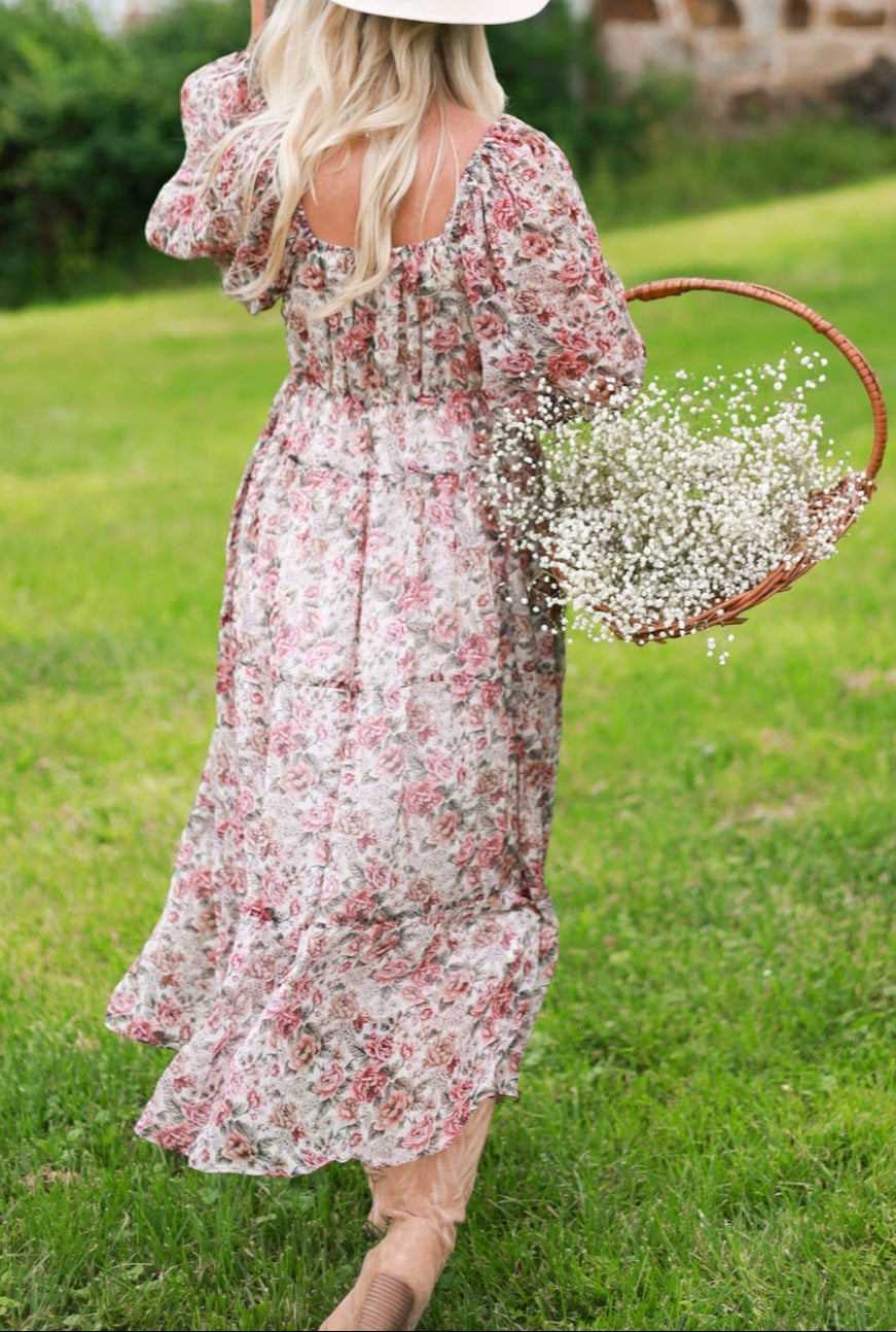 Rustic Bloom Maxi Dress