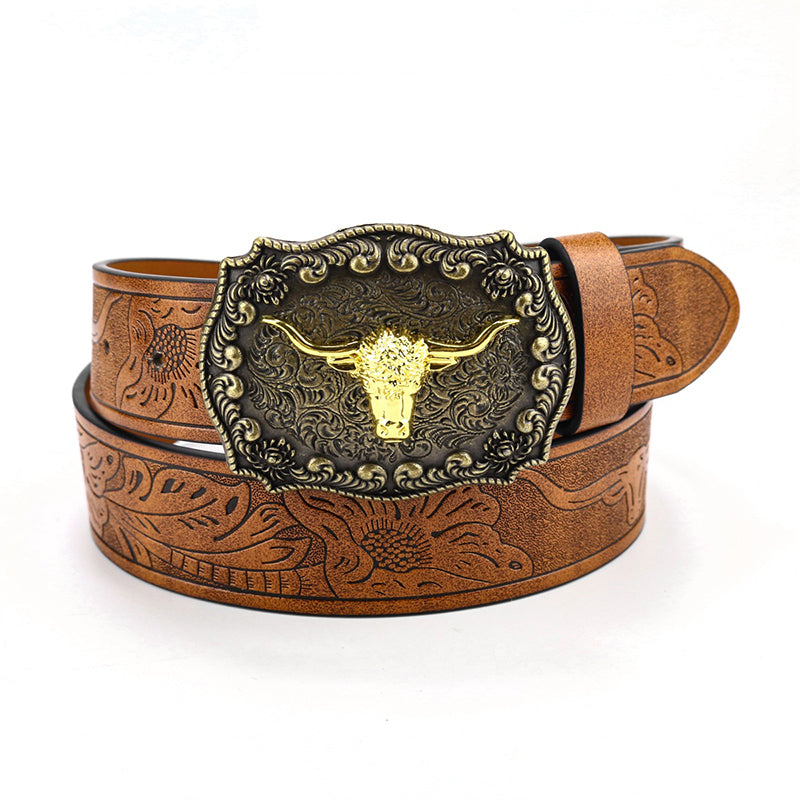 Western Bull Head Metal Belt