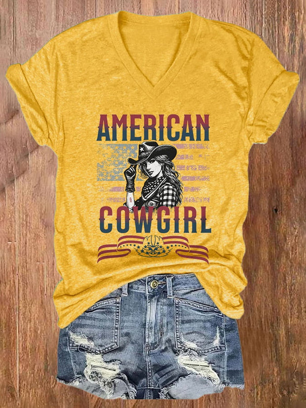 Women's Western Retro Print Casual T-Shirt