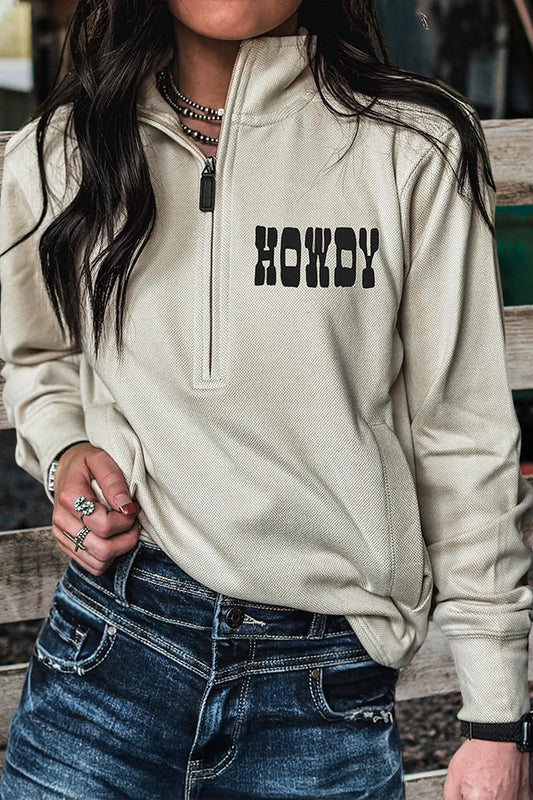 Western Howdy Zipper Pocket Sweatshirt