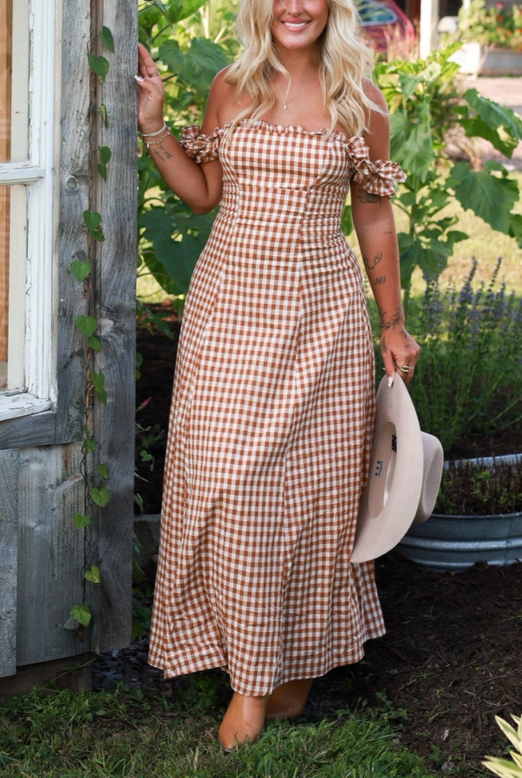 Honey Harvest Gingham Maxi