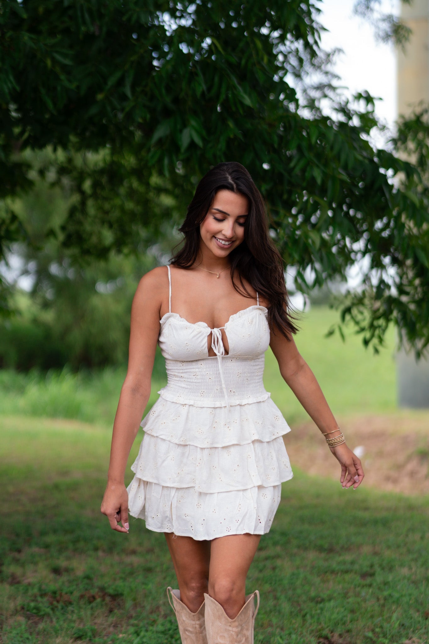 Willa Ruffled Mini Dress (Natural)