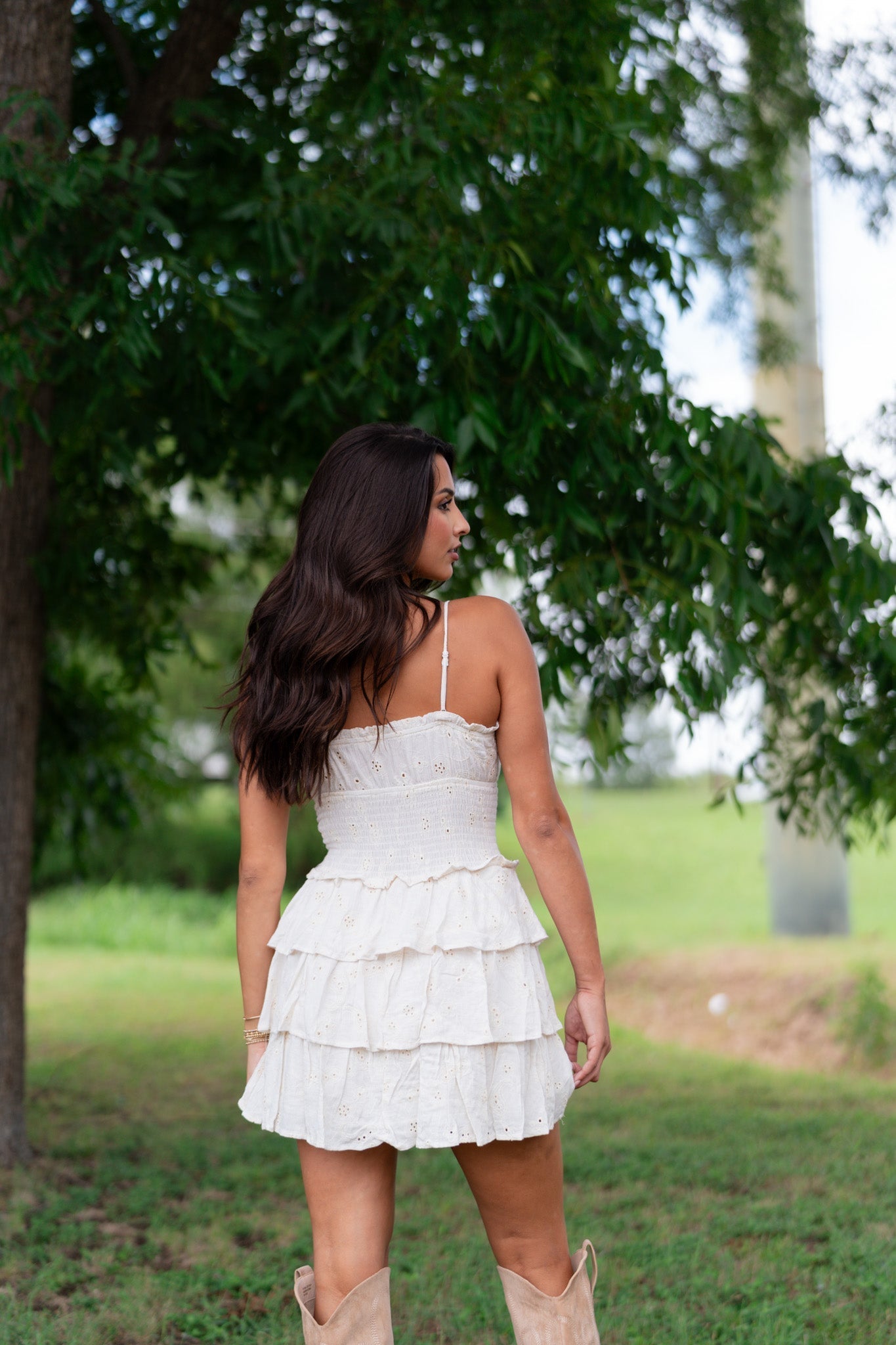 Willa Ruffled Mini Dress (Natural)