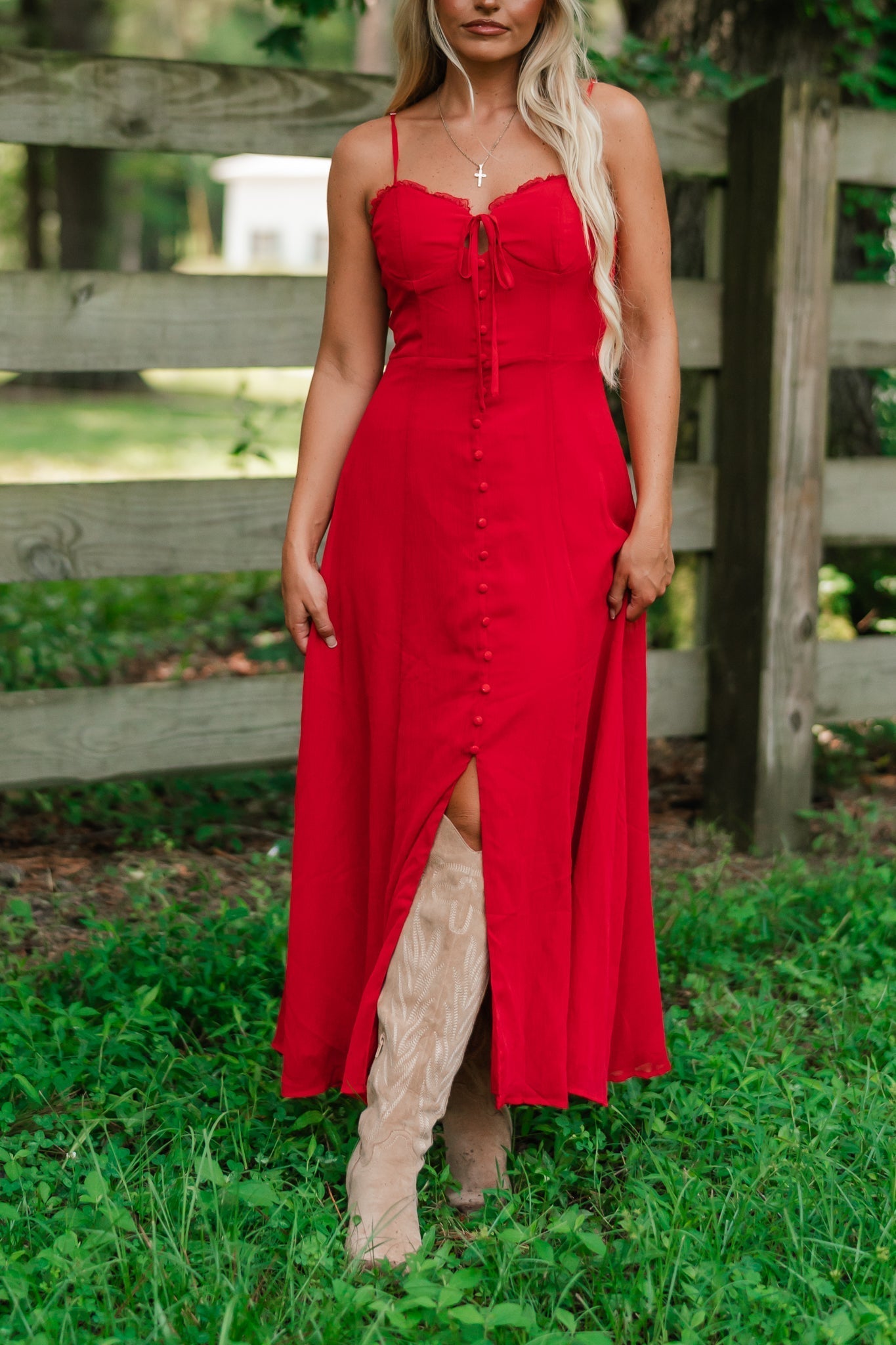 Serena Chiffon Maxi Dress (Red)
