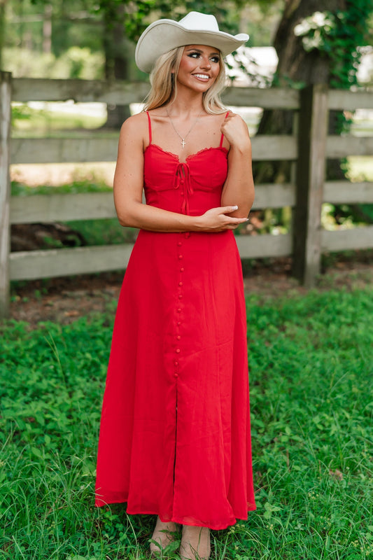 Serena Chiffon Maxi Dress (Red)