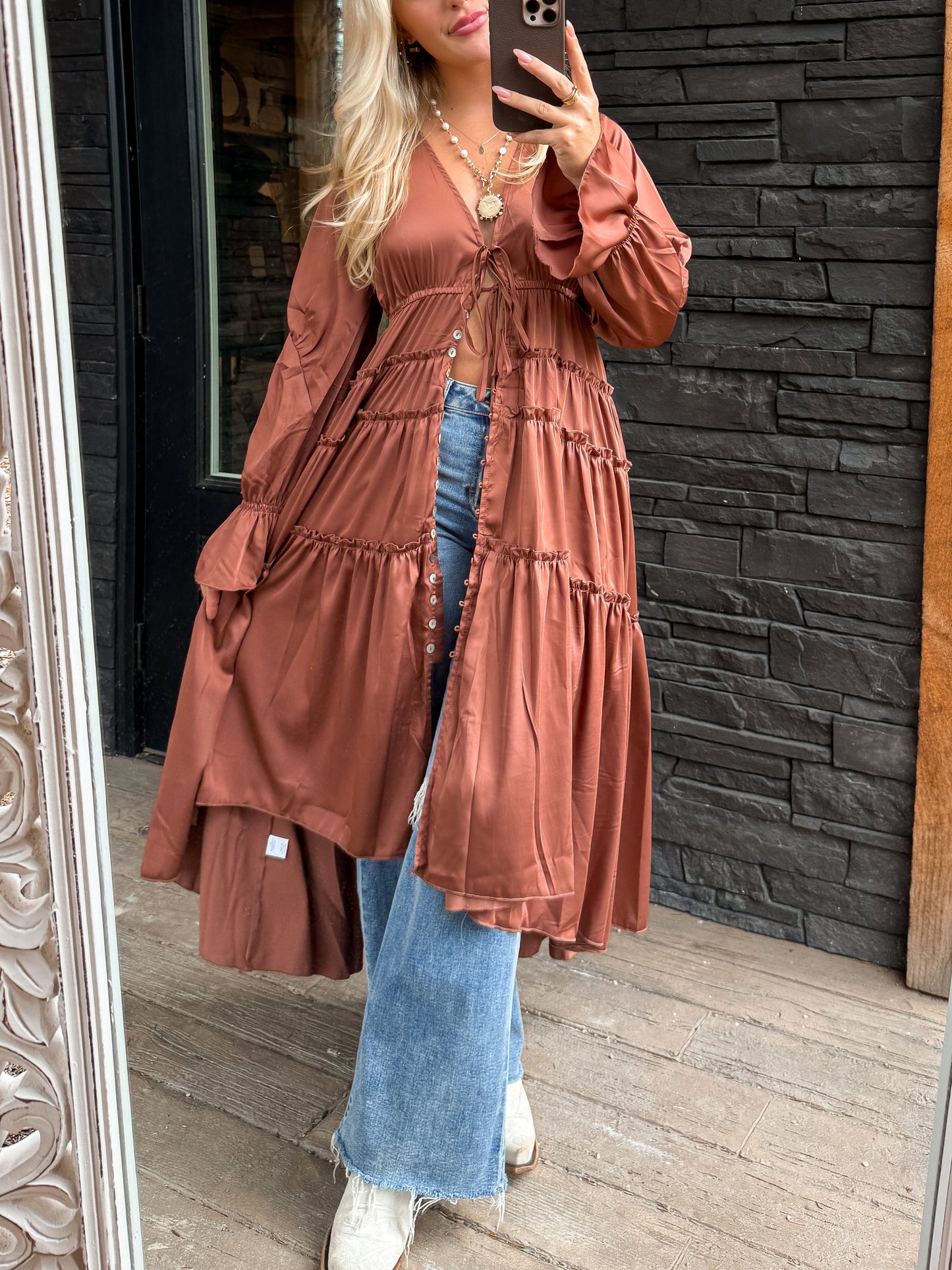 Folklore Duster Dress - Rust