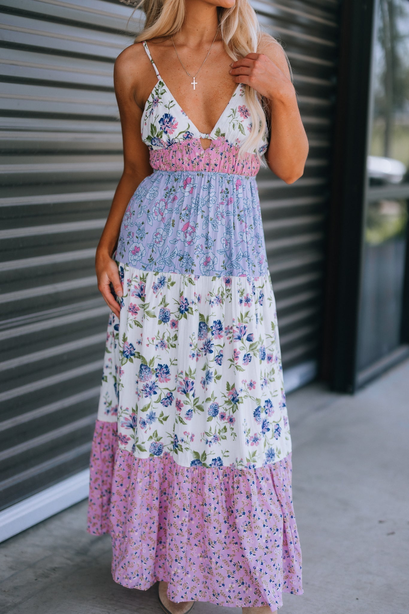 Priscilla Patchwork Floral Maxi Dress