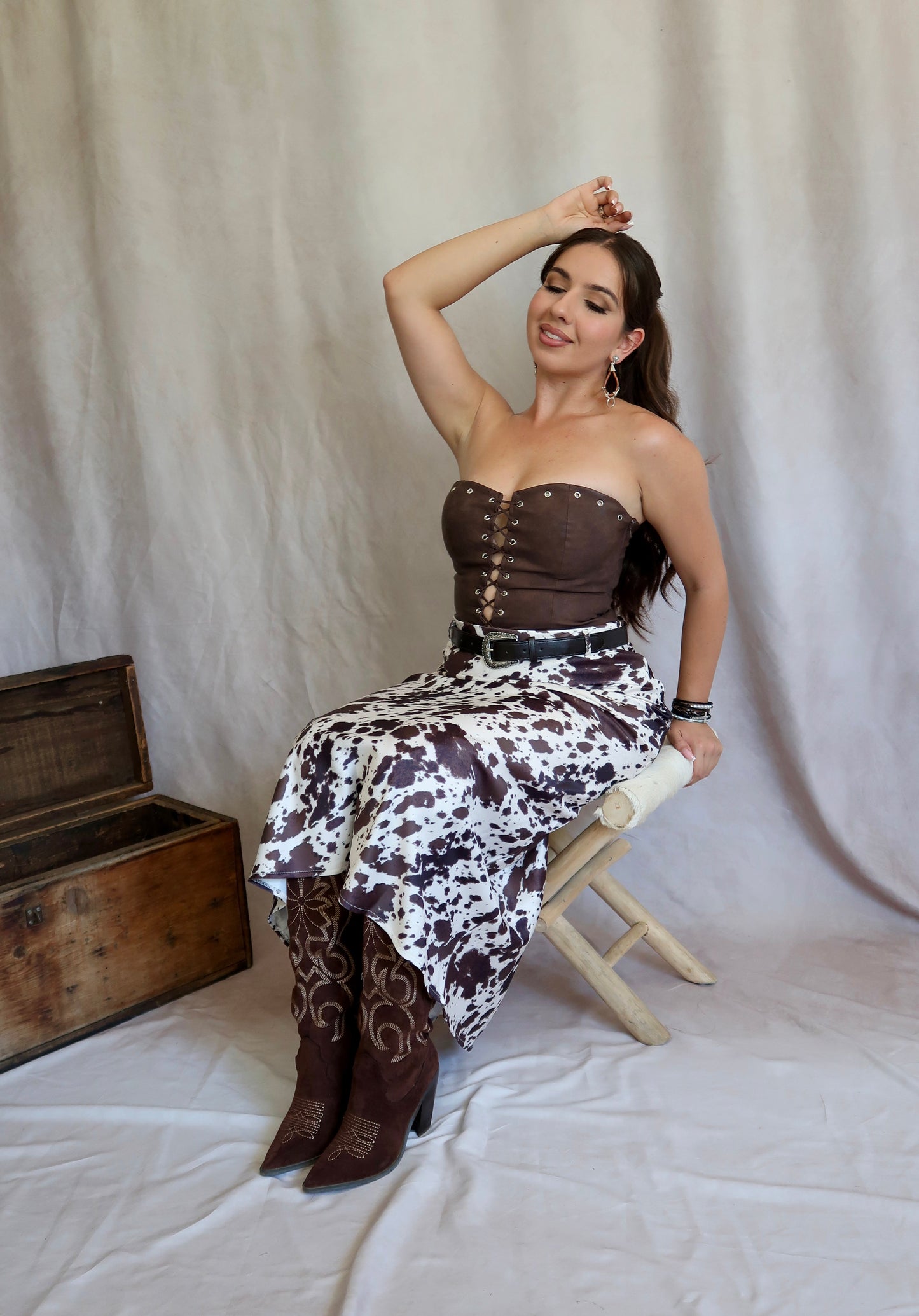 Miroslava Cowprint Maxi Skirt