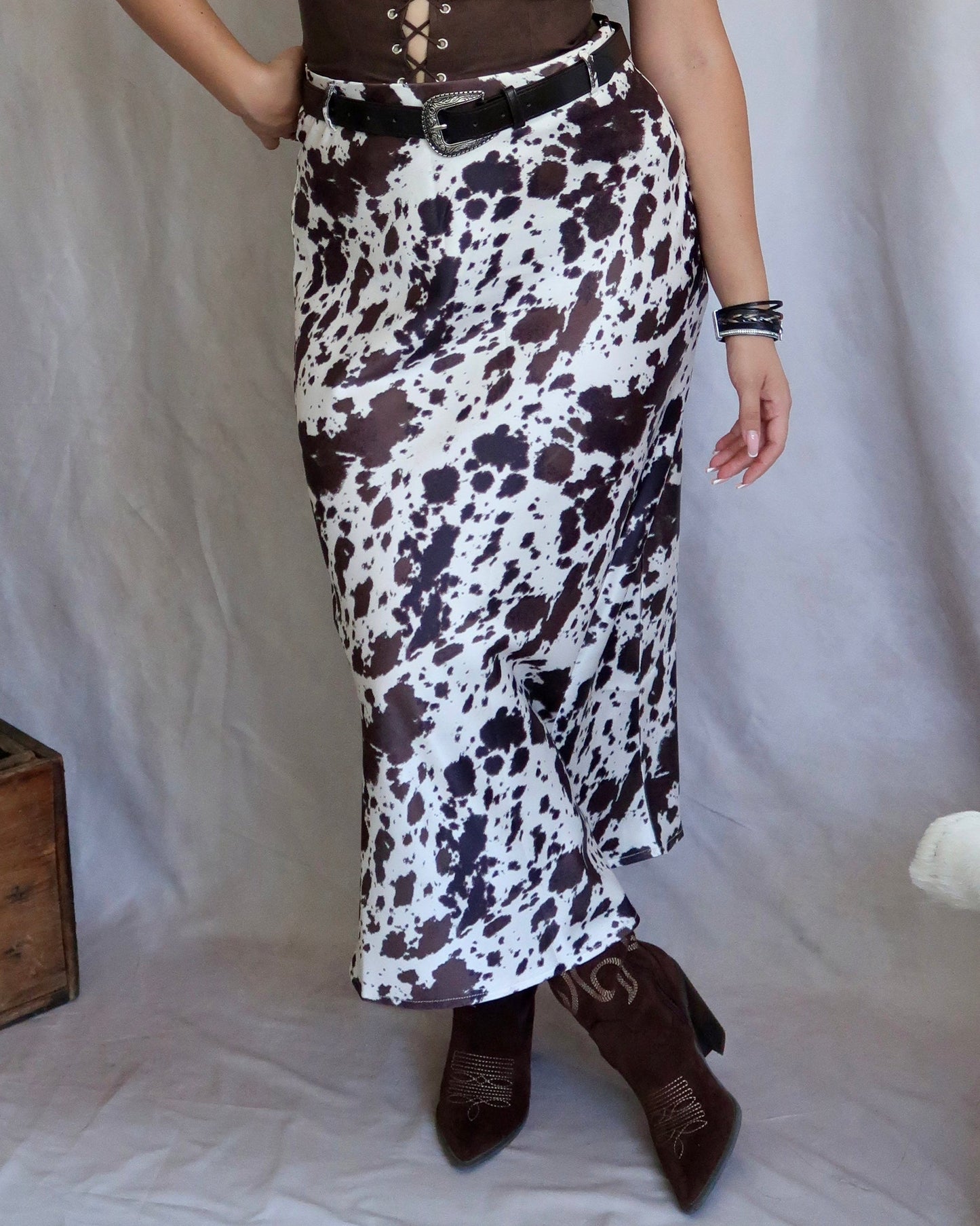 Miroslava Cowprint Maxi Skirt