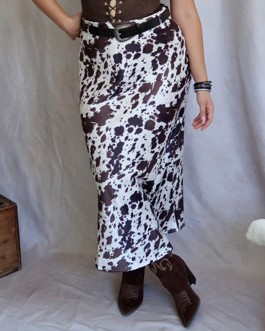 Miroslava Cowprint Maxi Skirt