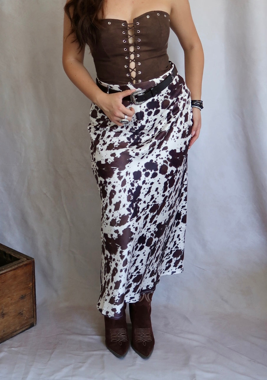 Miroslava Cowprint Maxi Skirt