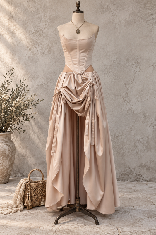 Dark Brown Velvet High Slit Maxi Dress