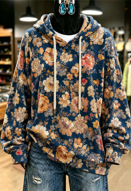 Blue Floral Paisley Hoodie