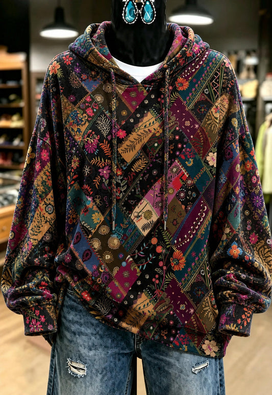 Multicolor Patchwork Paisley Hoodie