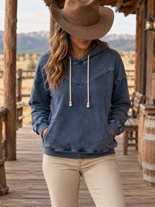 Blue Washed Western Hoodie