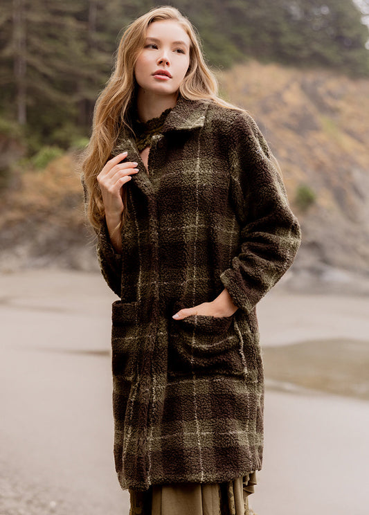 Gertie Coat in Olive Plaid