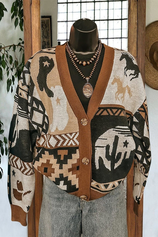 Retro Western Desert Aztec Cardigan
