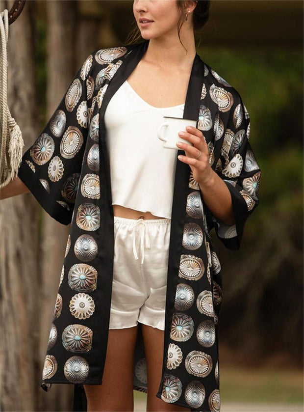 Gorgeous Sterling Turquoise Concho Graphics Robe