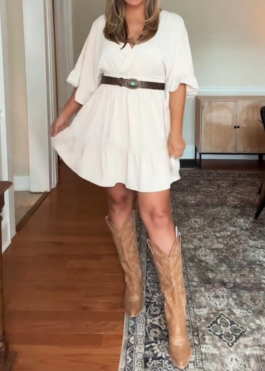 Women's Summer Short Sleeve Short Ruffle Hem Dress