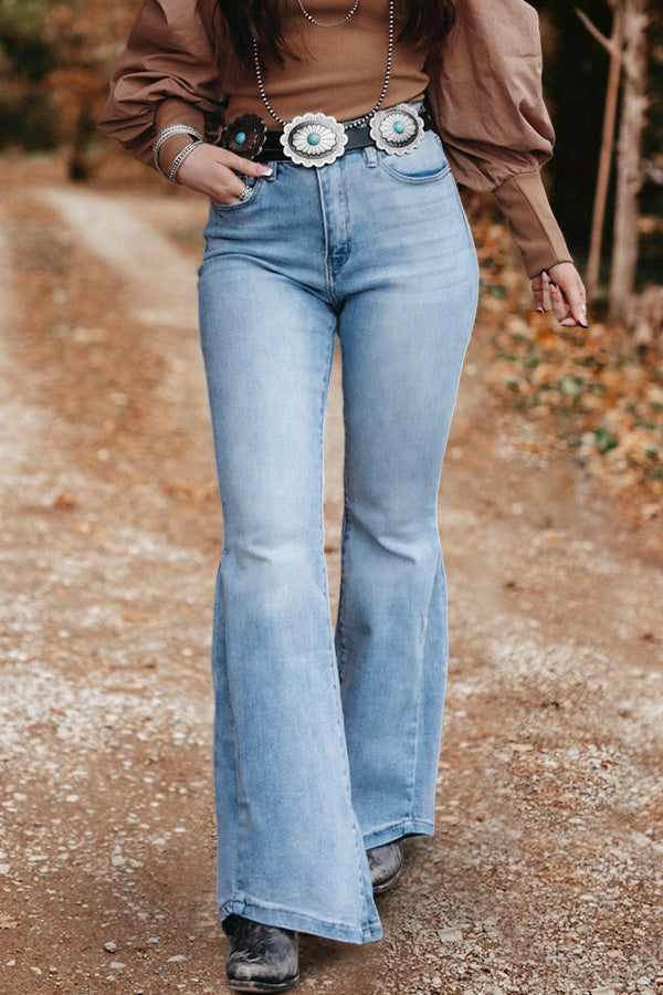 Vintage Washed Flared Jeans