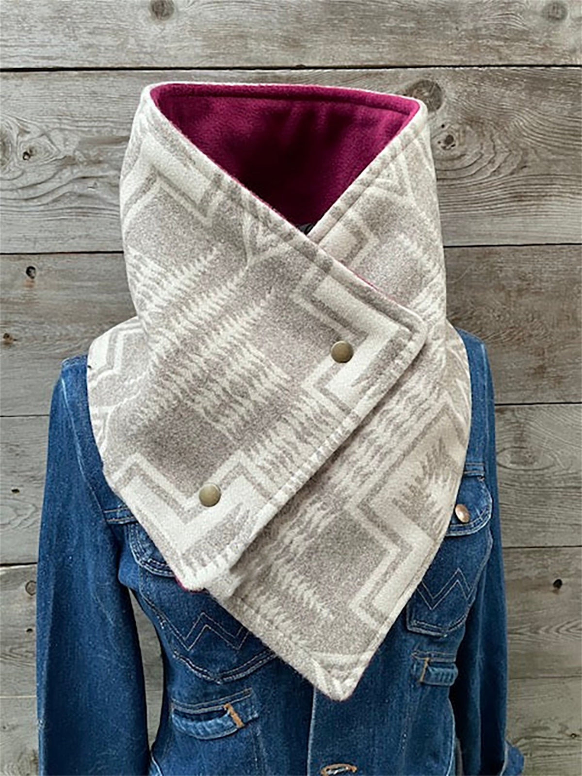 Women's Western Aztec Warm Neck Hood Scarf